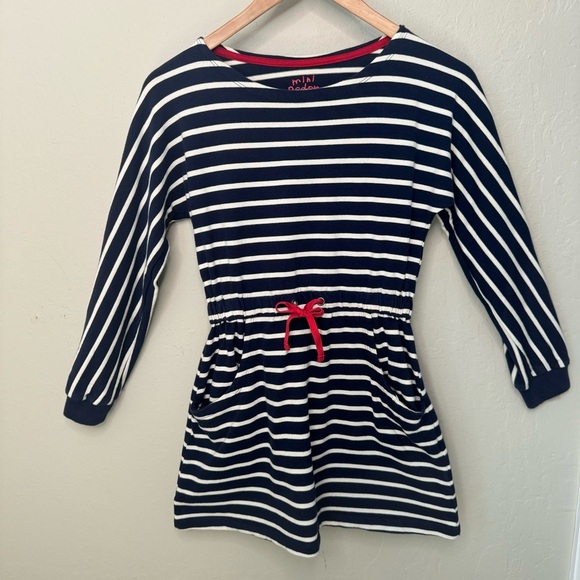 MINI BODEN Cotton Knit Striped Red White And Blue Dress Nautical Patriotic 9-10Y - Picture 5 of 13